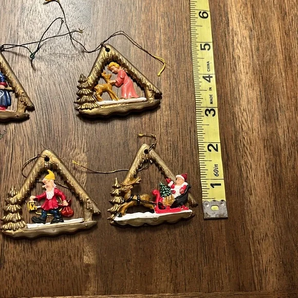 5 Vintage ornaments ItalianDiorama Christmas Made in Italy ( 1950s)